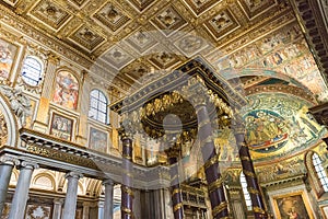 Interior of the Basilica Santa Maria Maggiore in Rome, Italy
